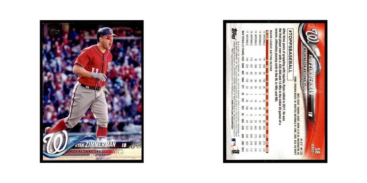 Ryan Zimmerman 2018 Topps #58 Washington Nationals Baseball Card NM