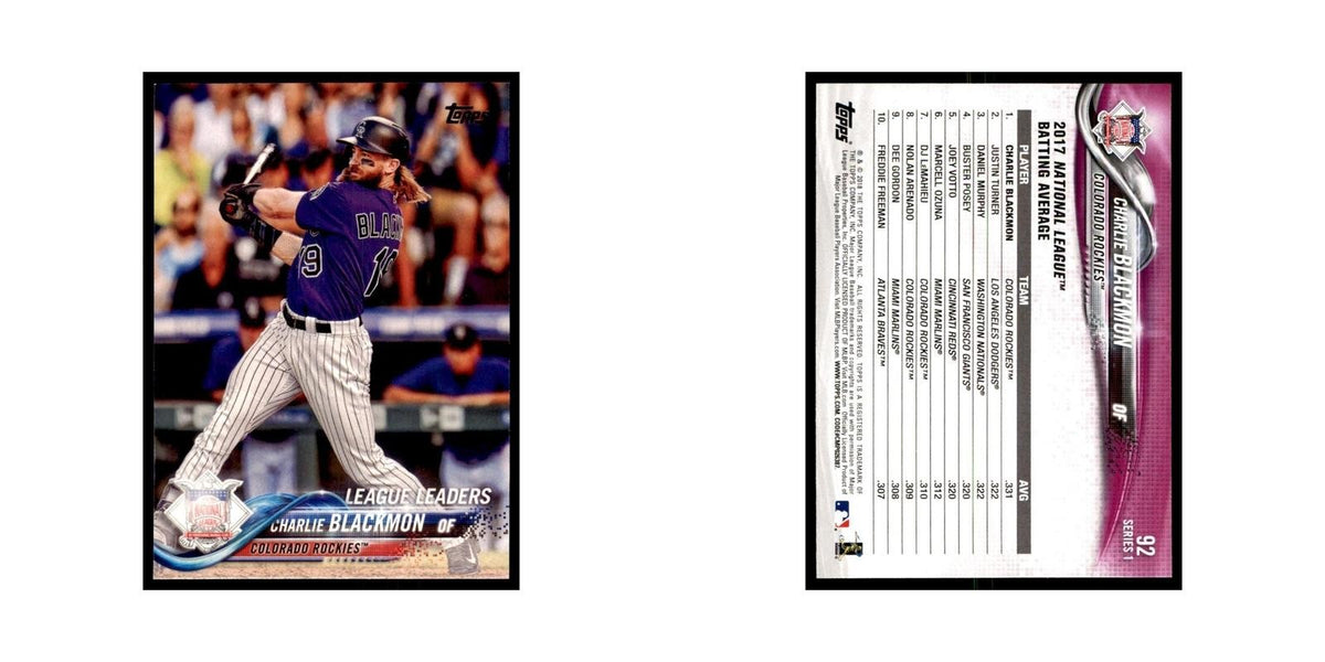Charlie Blackmon 2018 Topps #92 Colorado Rockies Baseball Card NM