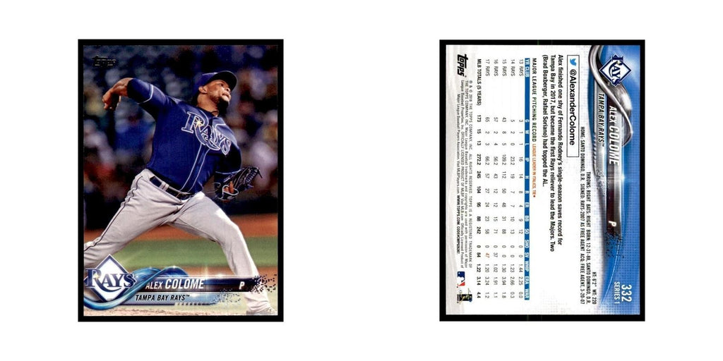 Alex Colome 2018 Topps #332 Tampa Bay Rays Baseball Card NM