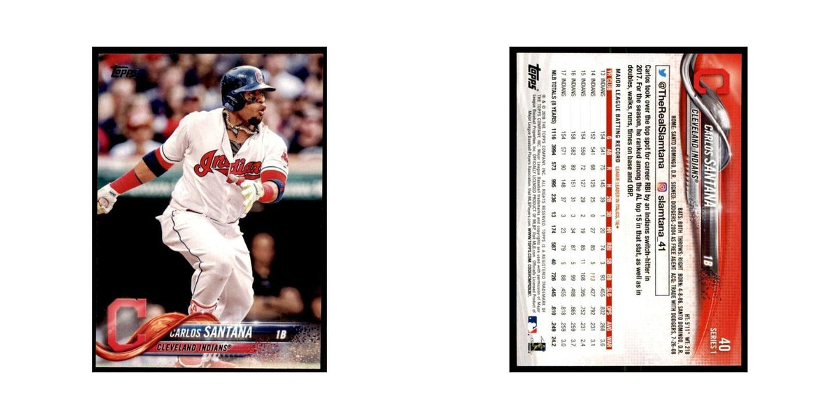 Carlos Santana 2018 Topps #40 Cleveland Indians Baseball Card NM