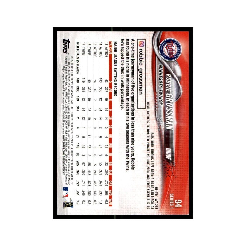 Robbie Grossman 2018 Topps #94 Minnesota Twins Baseball Card NM