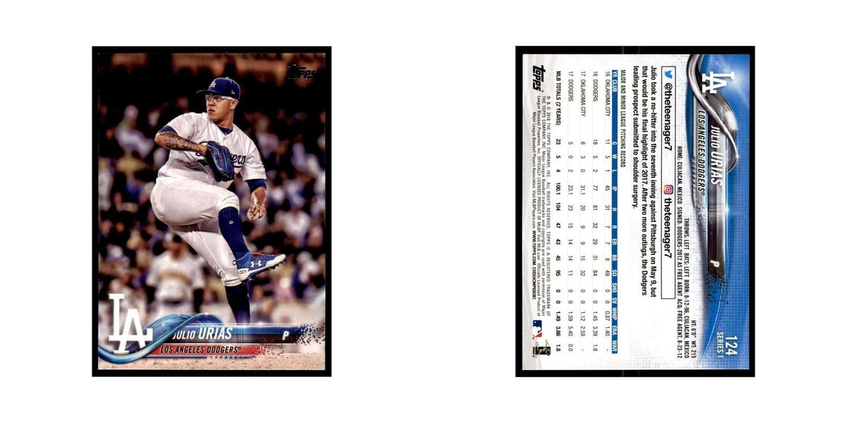 Julio Urias 2018 Topps #124 Los Angeles Dodgers Baseball Card NM