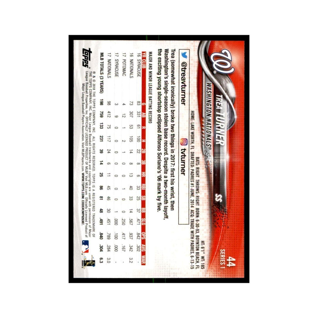 Trea Turner 2018 Topps #44 Washington Nationals Baseball Card NM