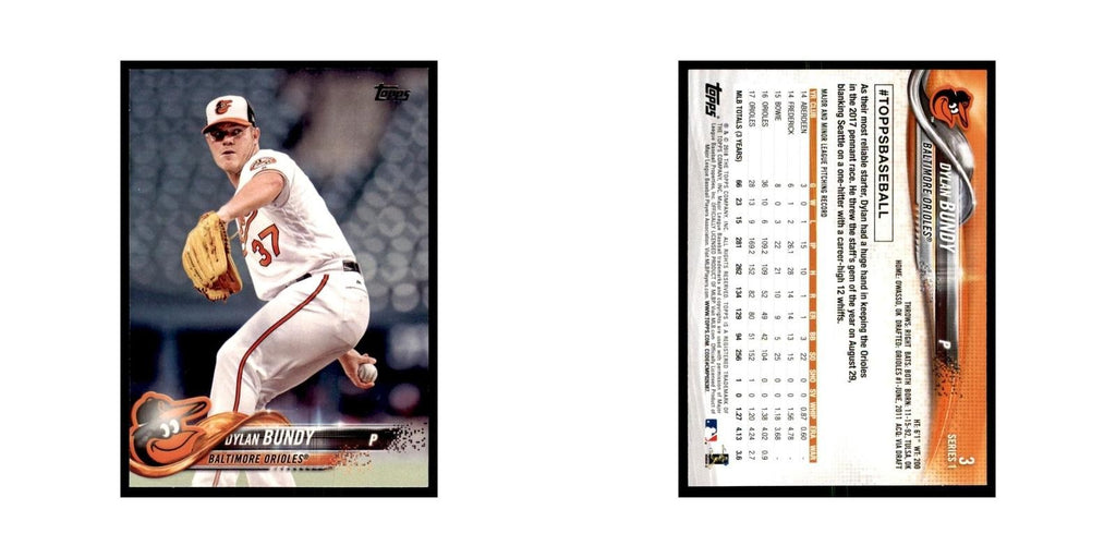 Dylan Bundy 2018 Topps #3 Baltimore Orioles Baseball Card NM