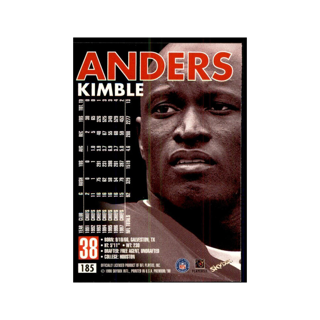 Kimble Anders 1998 SkyBox #185 Football Cards Football Card NM