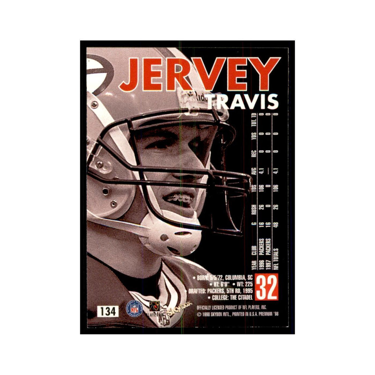 Travis Jervey 1998 SkyBox #134 Football Cards Football Card NM