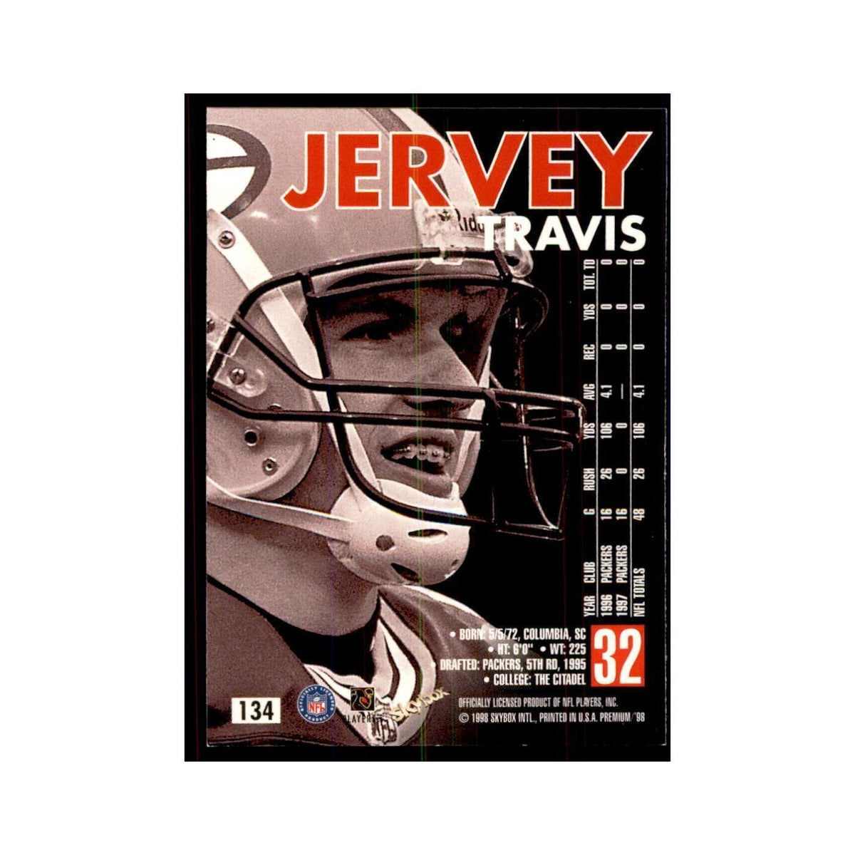 Travis Jervey 1998 SkyBox #134 Football Cards Football Card NM