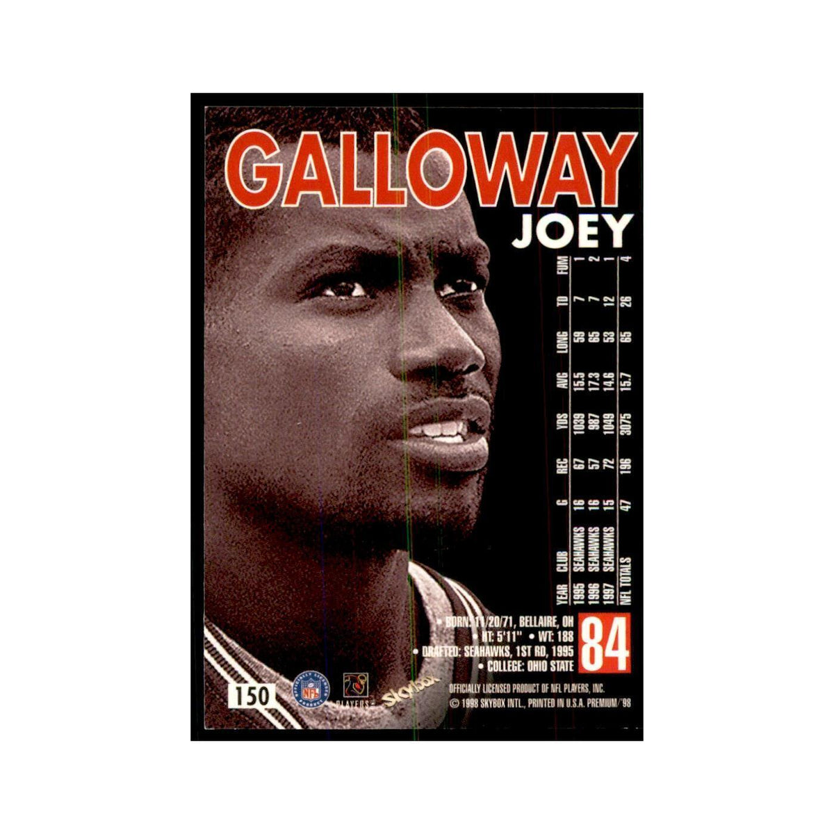 Joey Galloway 1998 SkyBox #150 Football Cards Football Card NM