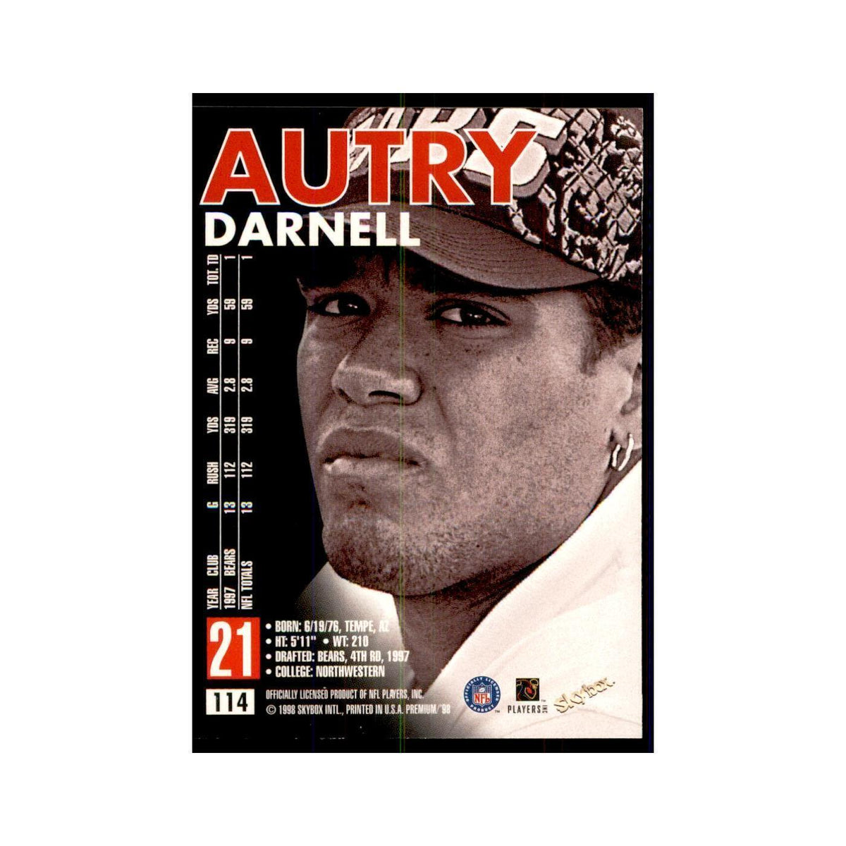 Darnell Autry 1998 SkyBox #114 Football Cards Football Card NM