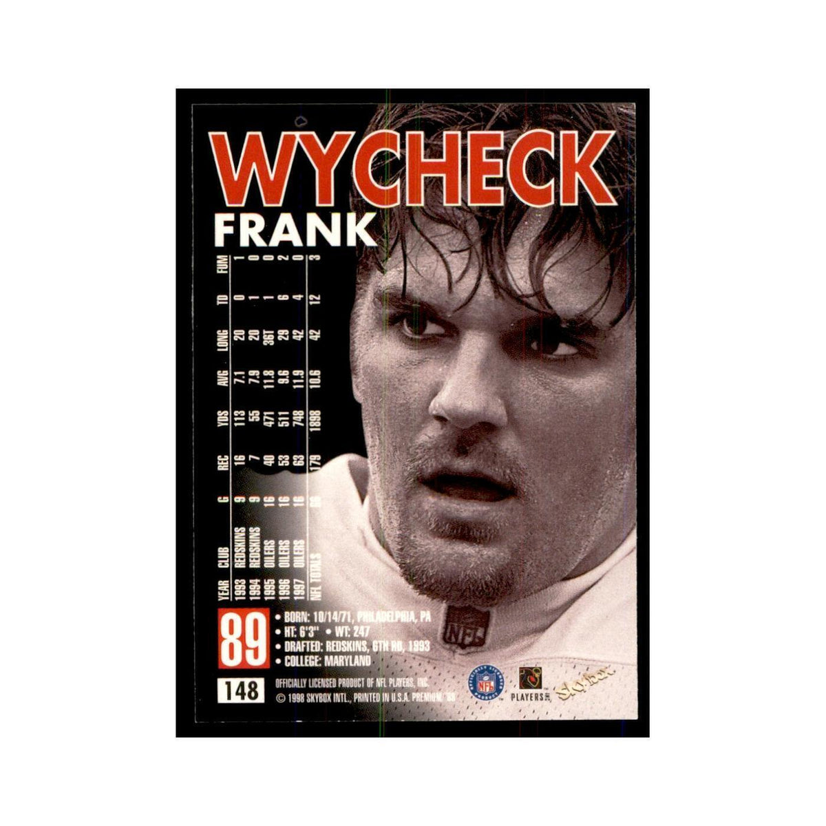 Frank Wycheck 1998 SkyBox #148 Football Cards Football Card NM
