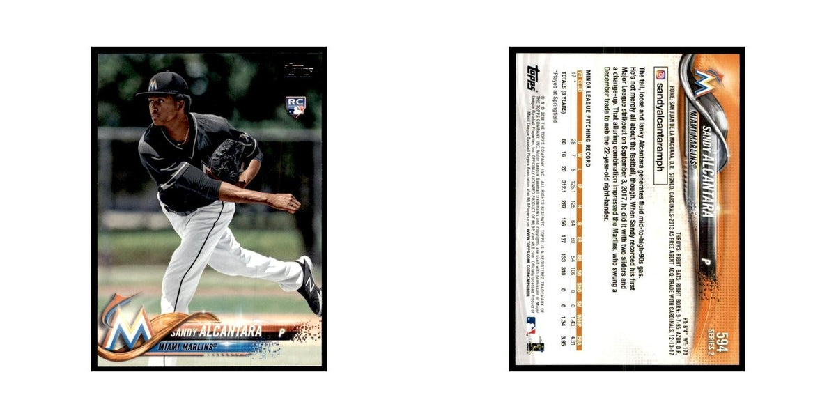 Sandy Alcantara Rookie 2018 Topps #594 Miami Marlins Baseball Card NM