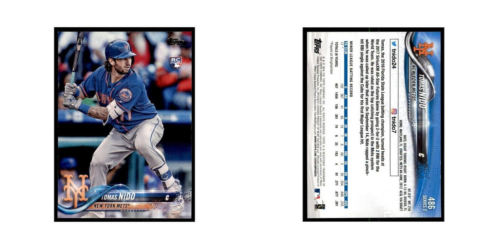 Tomas Nido Rookie 2018 Topps #486 New York Mets Baseball Card NM