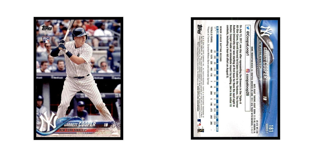 Garrett Cooper Rookie 2018 Topps #181 New York Yankees Baseball Card NM