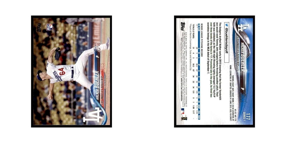 Walker Buehler Rookie 2018 Topps #177 Los Angeles Dodgers Baseball Card NM