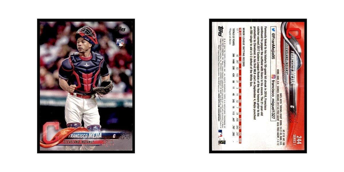 Francisco Mejia Rookie 2018 Topps #244 Cleveland Indians Baseball Card NM