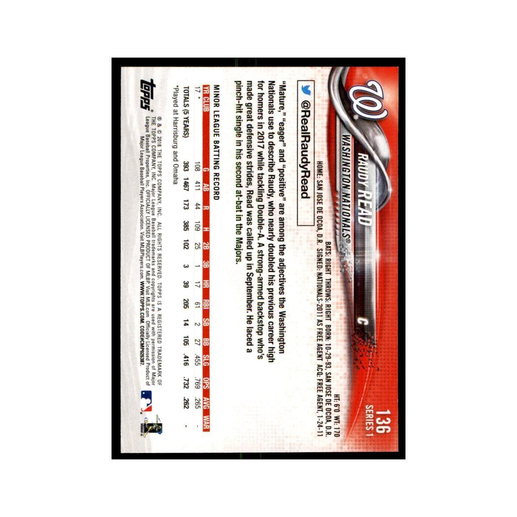 Raudy Read Rookie 2018 Topps #136 Washington Nationals Baseball Card NM