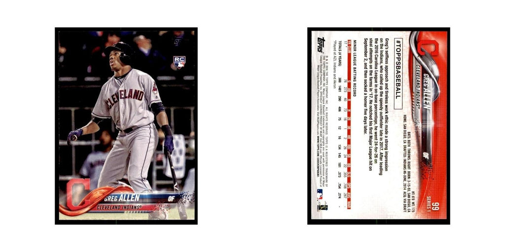 Greg Allen Rookie 2018 Topps #99 Cleveland Indians Baseball Card NM
