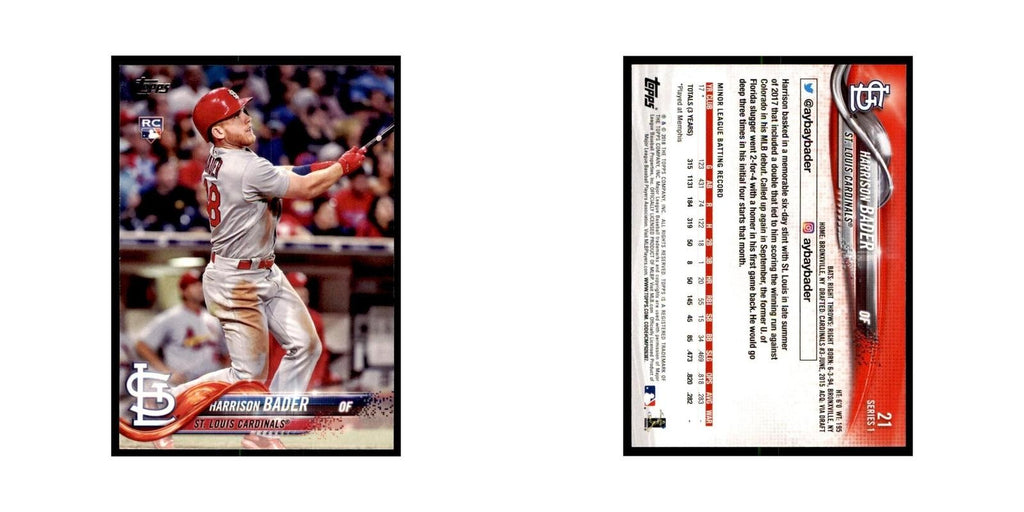 Harrison Bader Rookie 2018 Topps #21 St. Louis Cardinals Baseball Card NM