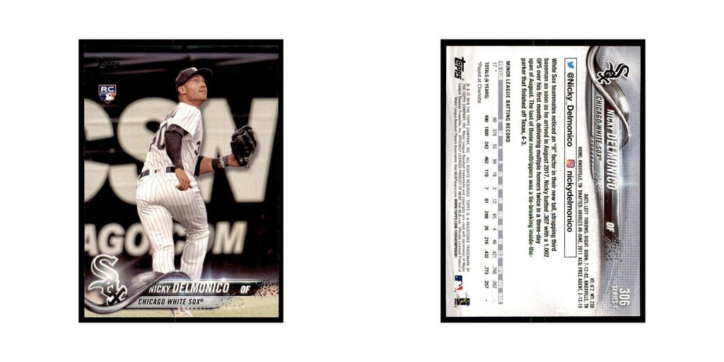 Nicky Delmonico Rookie 2018 Topps #306 Chicago White Sox Baseball Card NM