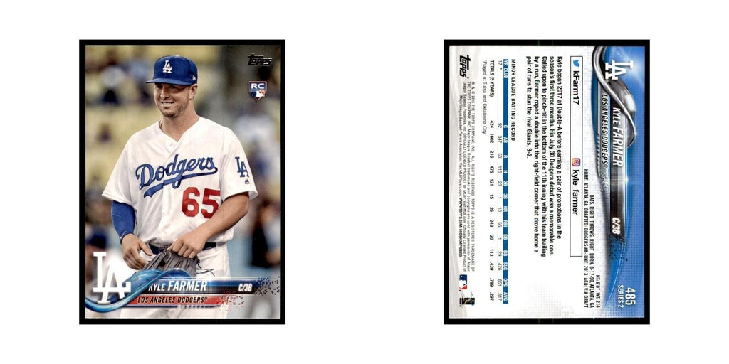 Kyle Farmer Rookie 2018 Topps #485 Los Angeles Dodgers Baseball Card NM