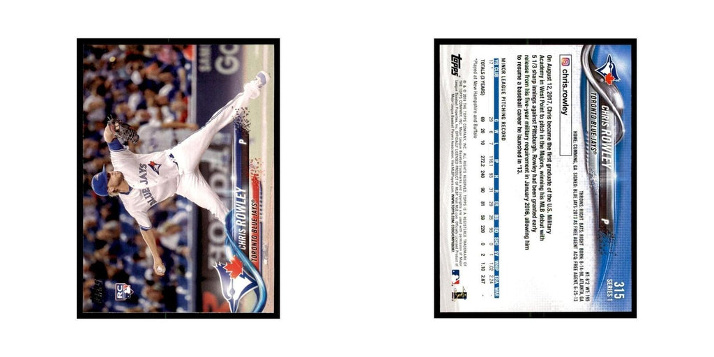 Chris Rowley Rookie 2018 Topps #315 Toronto Blue Jays Baseball Card NM