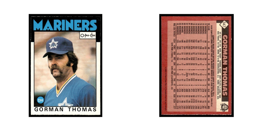 Gorman Thomas 1986 O-Pee-Chee #347 Seattle Mariners Baseball Card NM