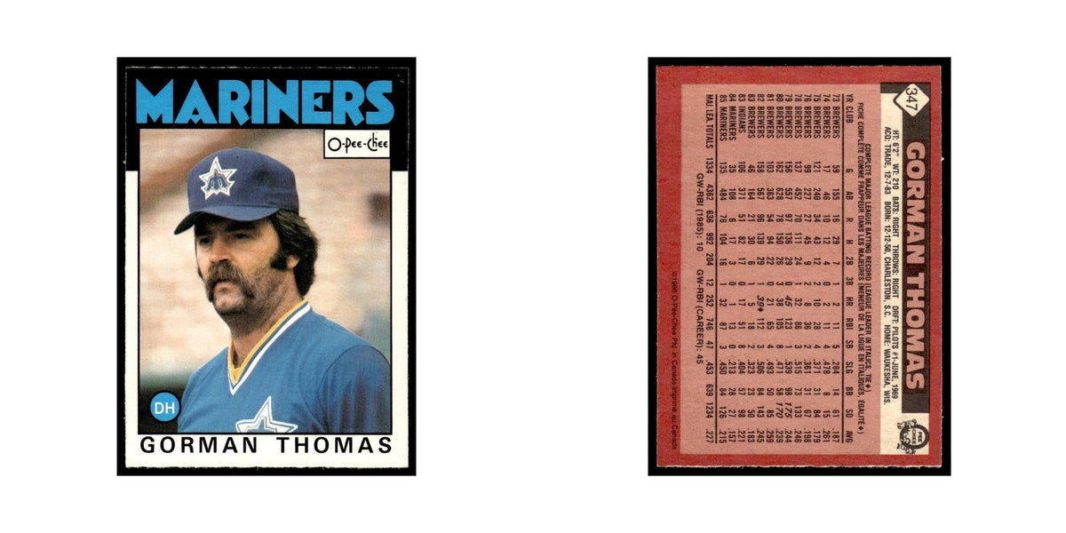 Gorman Thomas 1986 O-Pee-Chee #347 Seattle Mariners Baseball Card NM
