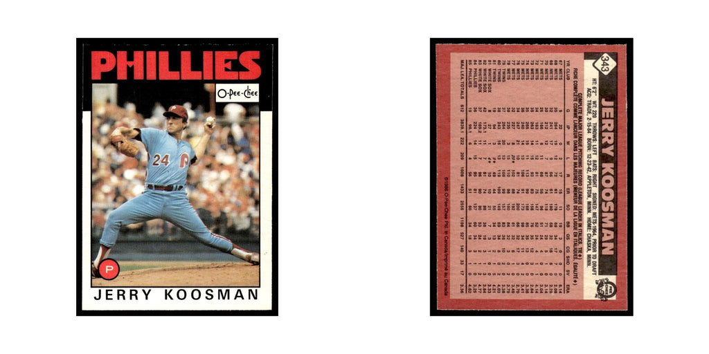 Jerry Koosman 1986 O-Pee-Chee #343 Philadelphia Phillies Baseball Card NM