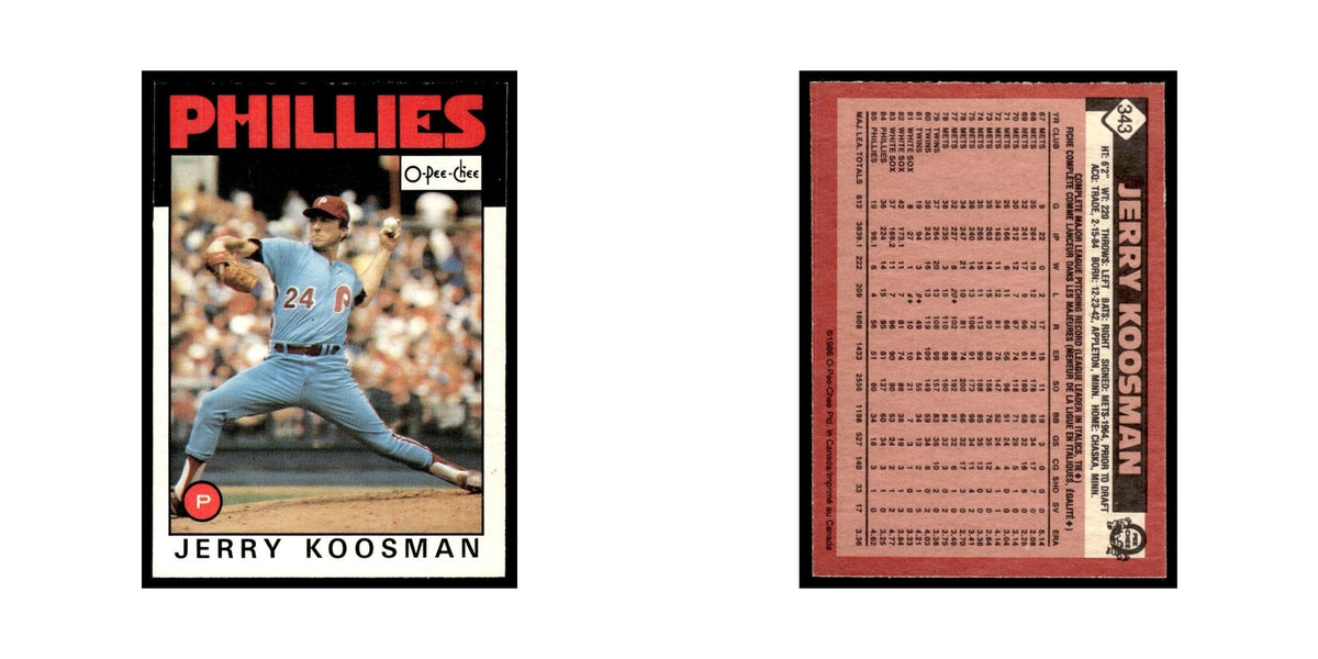 Jerry Koosman 1986 O-Pee-Chee #343 Philadelphia Phillies Baseball Card NM