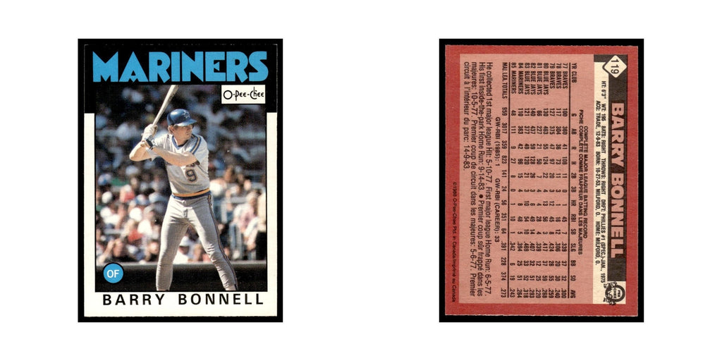 Barry Bonnell 1986 O-Pee-Chee #119 Seattle Mariners Baseball Card NM