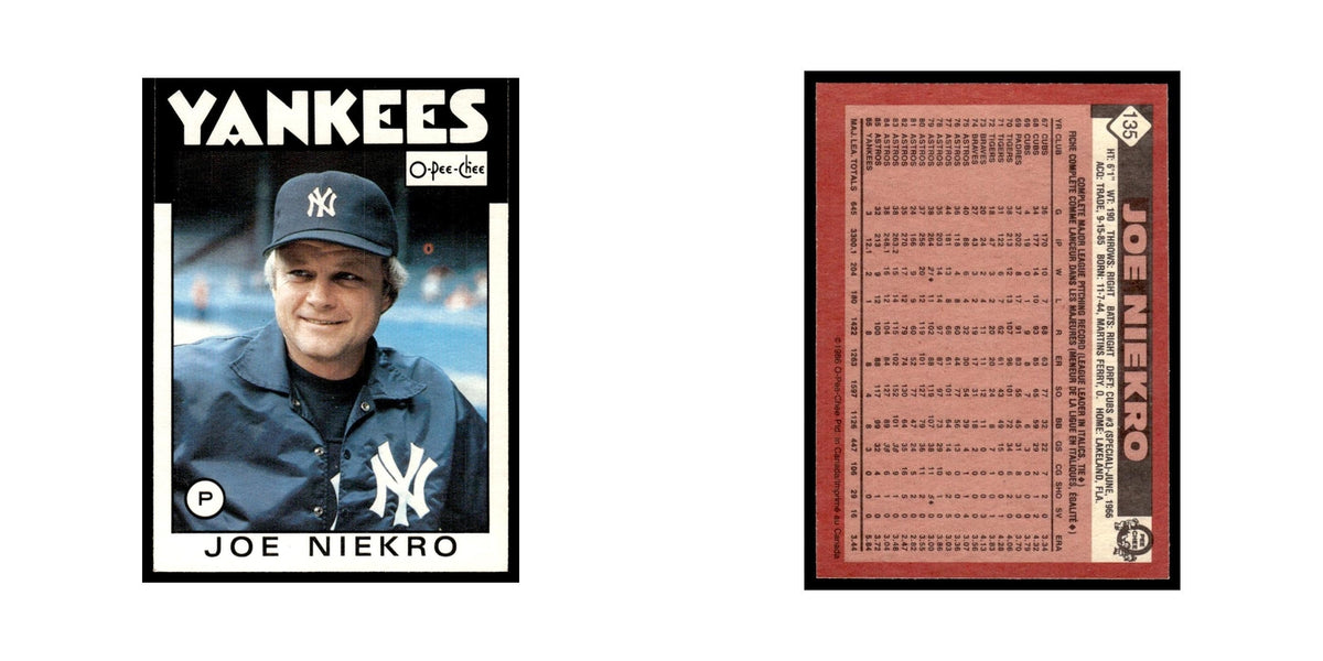 Joe Niekro 1986 O-Pee-Chee #135 New York Yankees Baseball Card NM