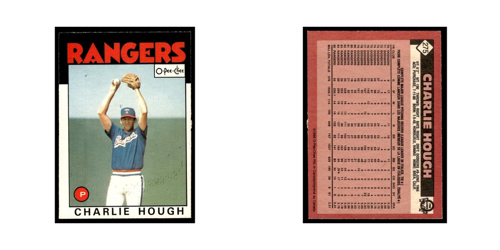 Charlie Hough 1986 O-Pee-Chee #275 Texas Rangers Baseball Card NM