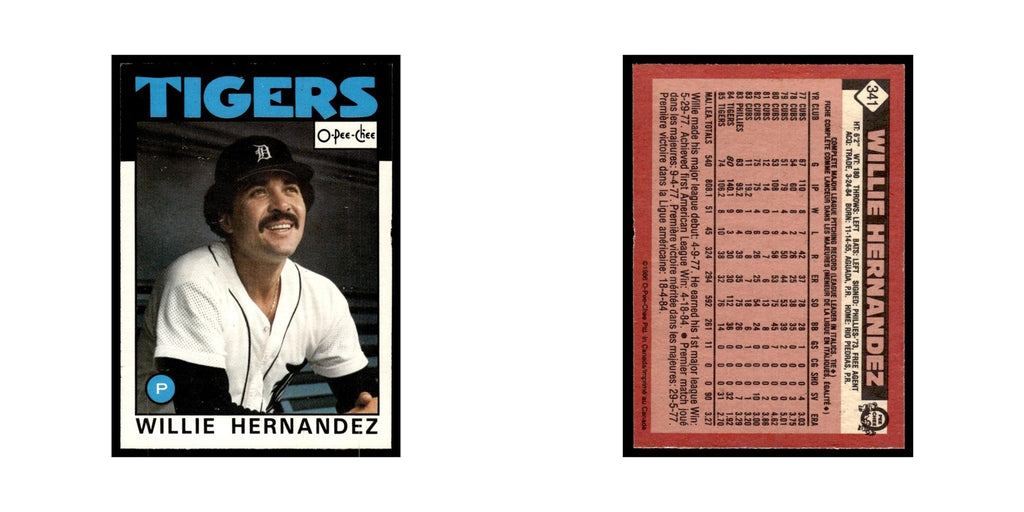 Willie Hernandez 1986 O-Pee-Chee #341 Detroit Tigers Baseball Card NM