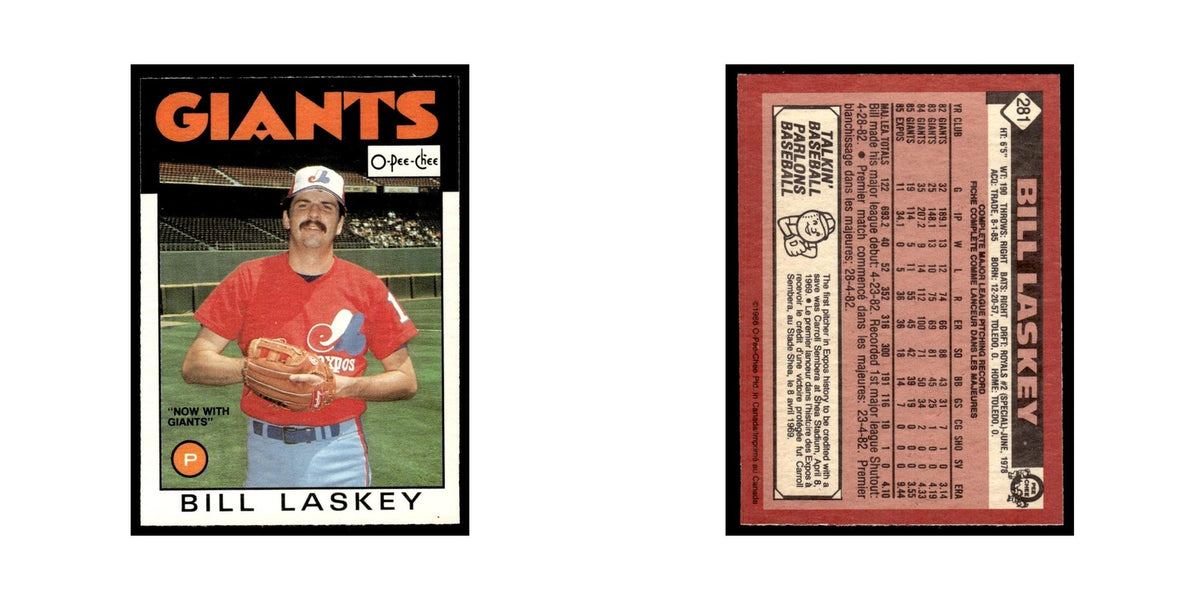 Bill Laskey 1986 O-Pee-Chee #281 San Francisco Giants Baseball Card NM