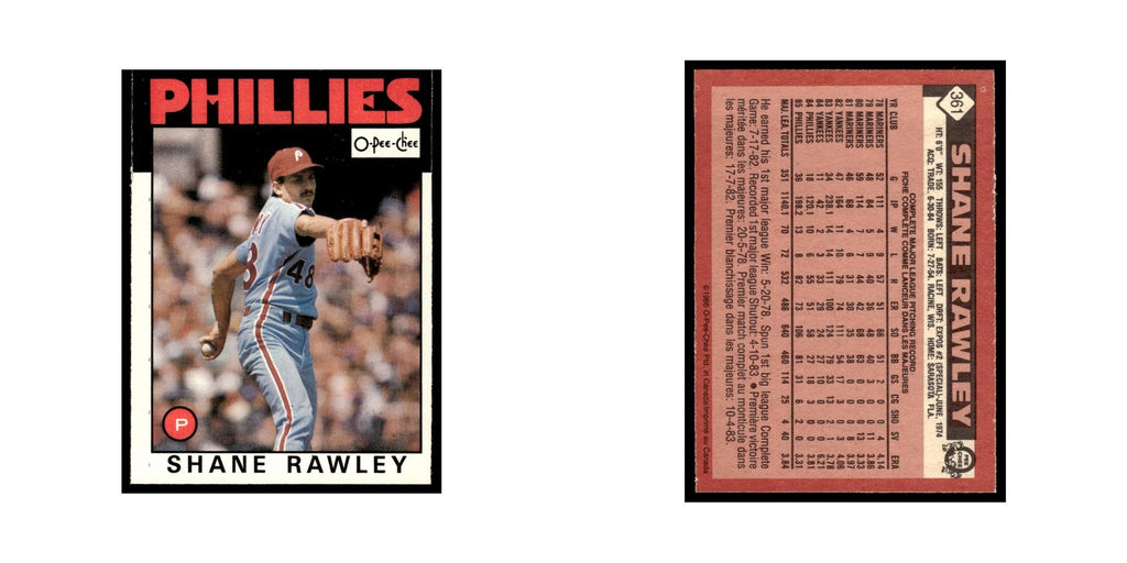 Shane Rawley 1986 O-Pee-Chee #361 Philadelphia Phillies Baseball Card NM