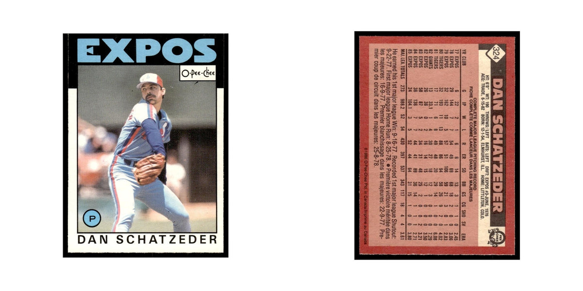 Dan Schatzeder 1986 O-Pee-Chee #324 Montreal Expos Baseball Card NM