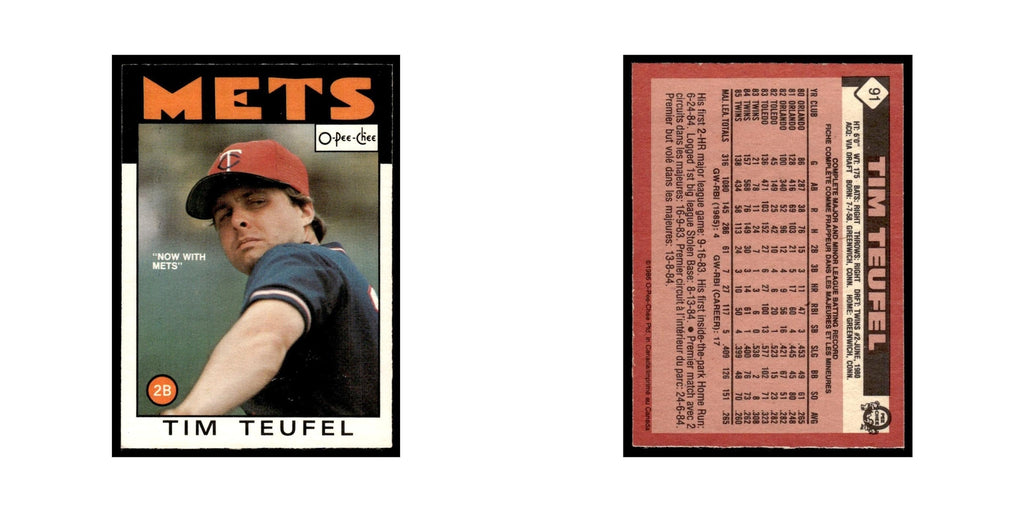 Tim Teufel 1986 O-Pee-Chee #91 New York Mets Baseball Card NM