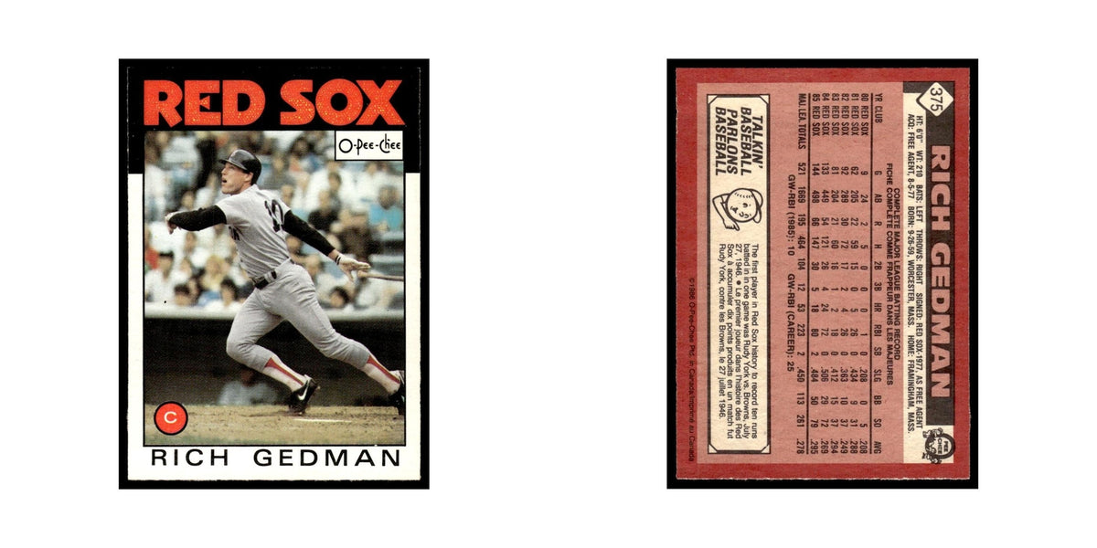 Rich Gedman 1986 O-Pee-Chee #375 Boston Red Sox Baseball Card NM