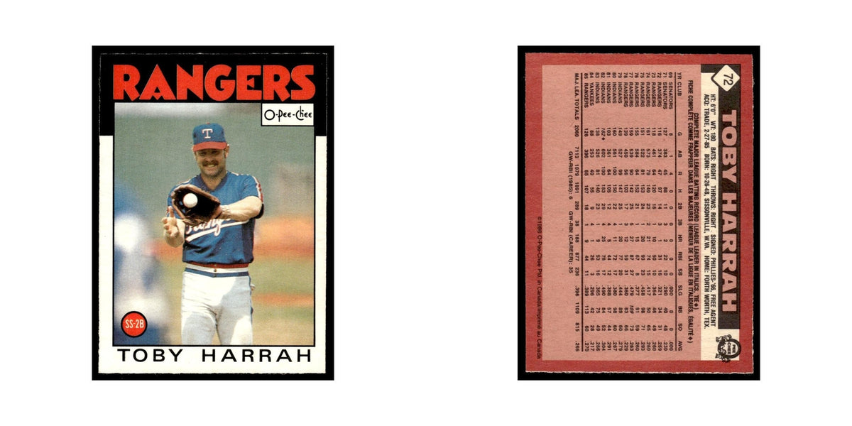Toby Harrah 1986 O-Pee-Chee #72 Texas Rangers Baseball Card NM