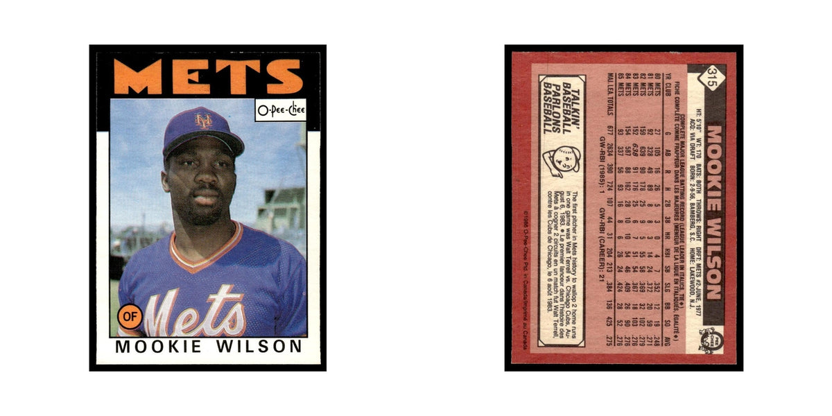 Mookie Wilson 1986 O-Pee-Chee #315 New York Mets Baseball Card NM