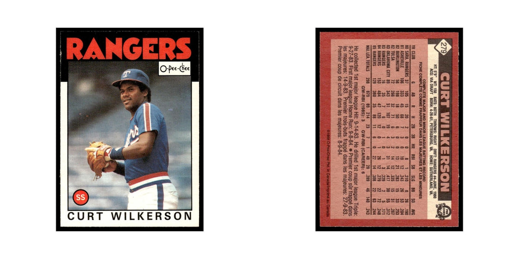 Curt Wilkerson 1986 O-Pee-Chee #279 Texas Rangers Baseball Card NM