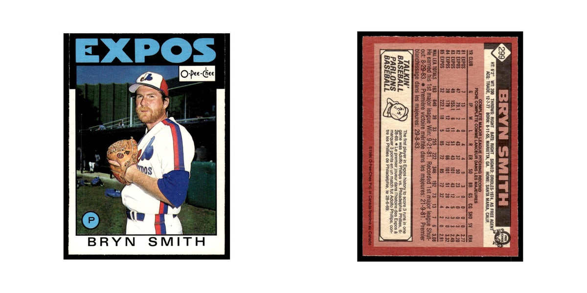 Bryn Smith 1986 O-Pee-Chee #299 Montreal Expos Baseball Card NM