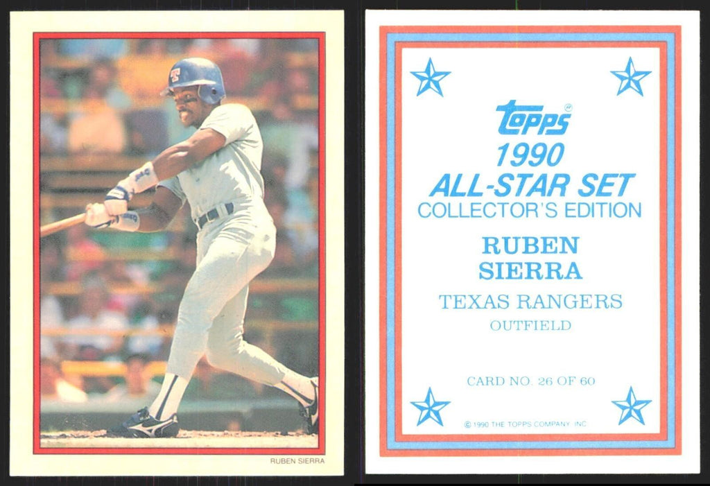 Ruben Sierra 1990 Topps All Stars #26 Rangers Card NM