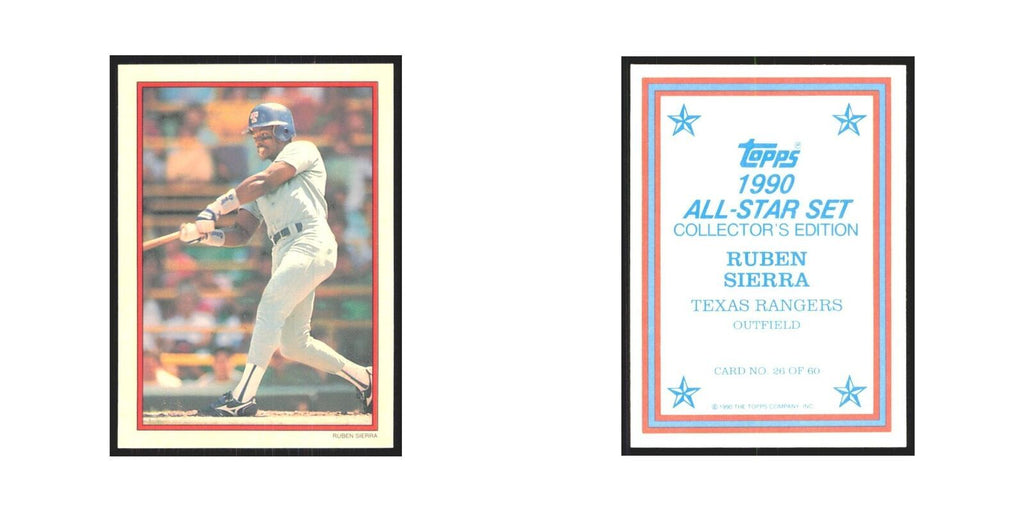 Ruben Sierra 1990 Topps All Stars #26 Texas Rangers Baseball Card NM