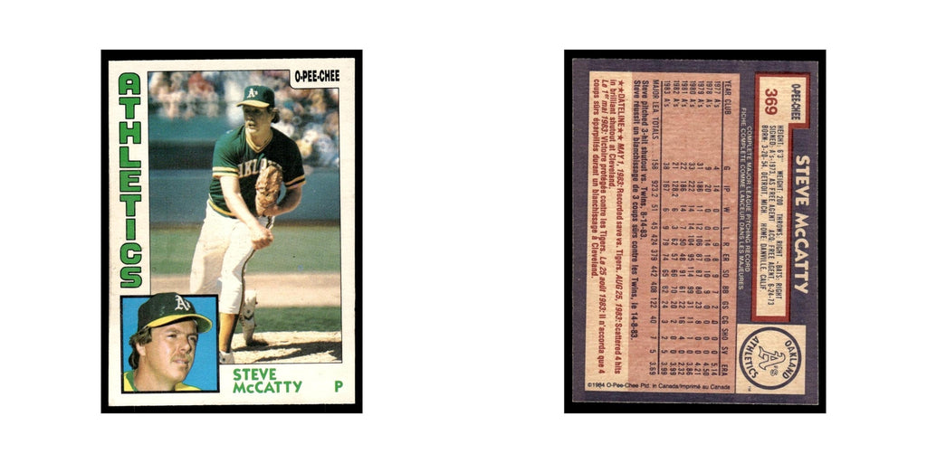 Steve McCatty 1984 O-Pee-Chee #369 Oakland Athletics Baseball Card EX