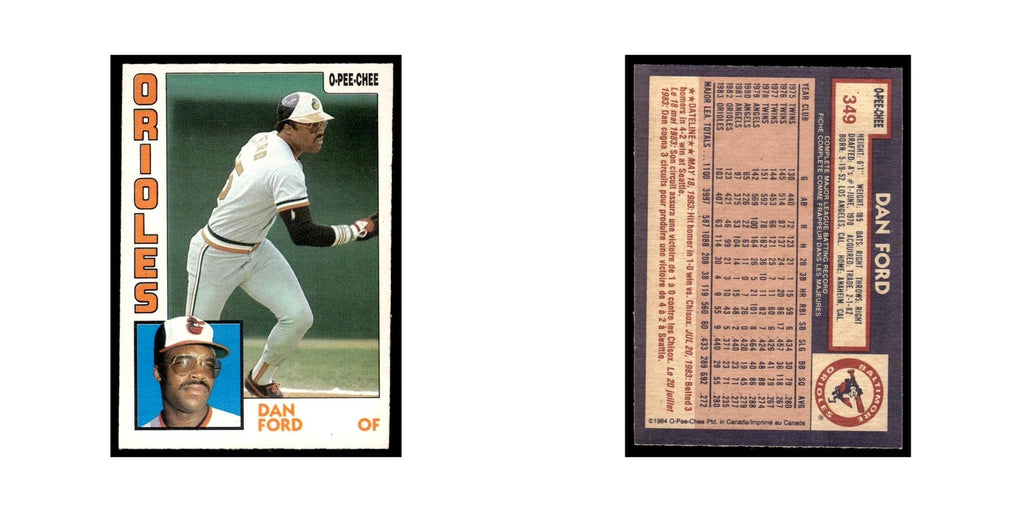Dan Ford 1984 O-Pee-Chee #349 Baltimore Orioles Baseball Card EX
