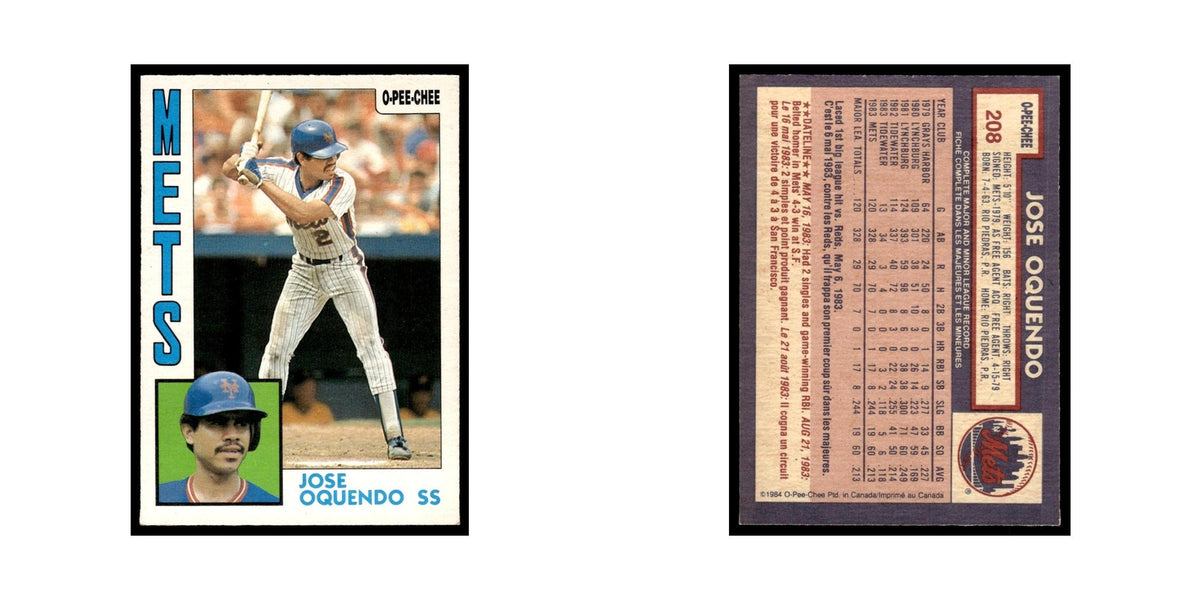 Jose Oquendo 1984 O-Pee-Chee #208 New York Mets Baseball Card EX