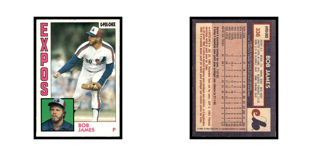 Bob James Rookie 1984 O-Pee-Chee #336 Montreal Expos Baseball Card EX