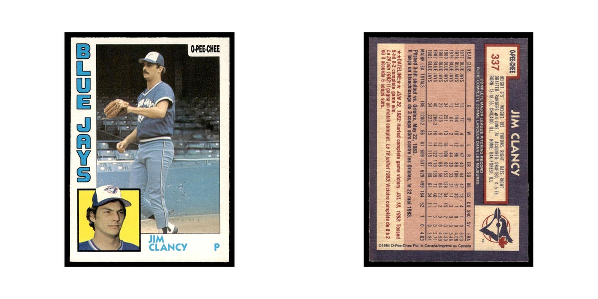 Jim Clancy 1984 O-Pee-Chee #337 Toronto Blue Jays Baseball Card EX