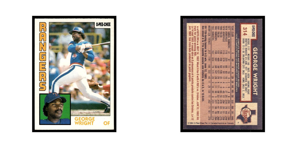 George Wright 1984 O-Pee-Chee #314 Texas Rangers Baseball Card EX